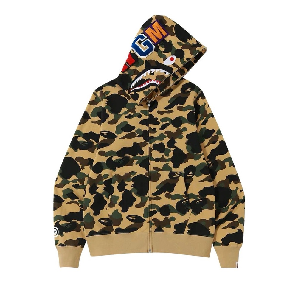 Bape Camo Shark Hoodie - Green, Brown, Tan
